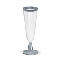 TAÇA DE CHAMPAGNE BORDA E BASE PRATA