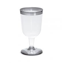 TAÇA PARA VINHO BORDA E BASE PRATA